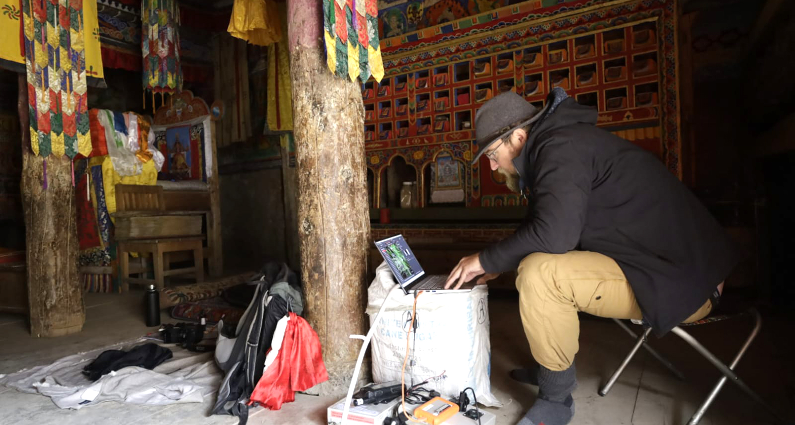 Temporary field office inside Nezar temple (Bijer), Nepal – Source: Peter Bauer