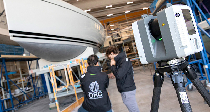 ORC use the Leica RTC360 to scan the hull of a racing yacht. 