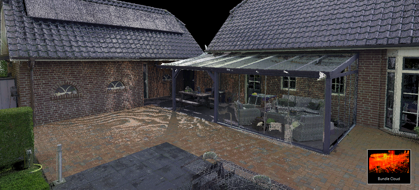 Puntenwolk resultaat van 3D laserscan boerderij