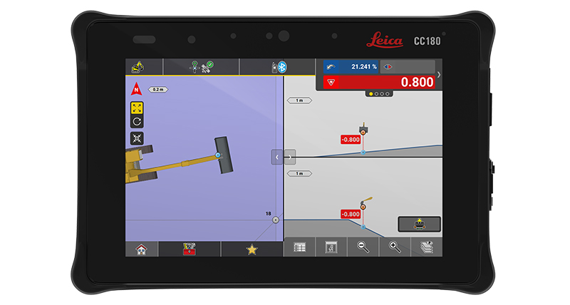 Controladora de campo Leica iCON CC180 con software Leica iCON site para orientación de maquinaria