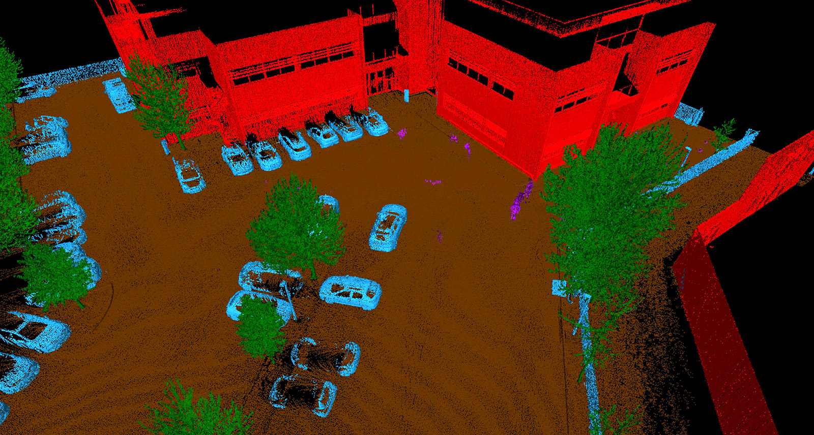 AI Classification works with different environment-specific models trained with machine-learning. Here is an example of outdoor classification, used for categorising outdoor features like trees, buildings, street furniture.