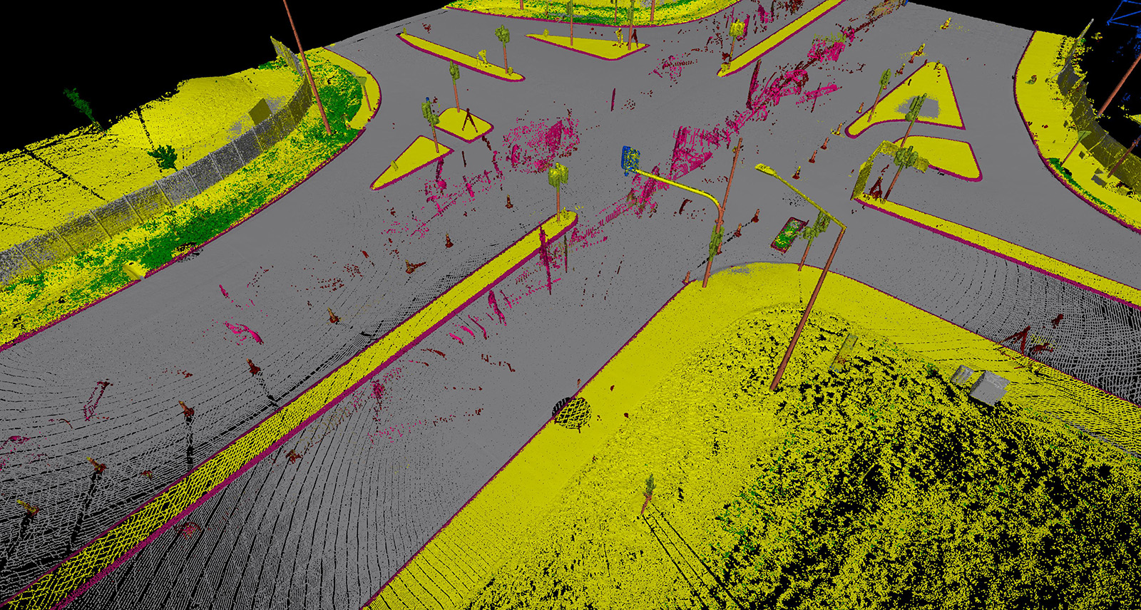 Road: Trained with Leica Geosystems MMS sensor datasets and embedded in mobile mapping products, this model is one of the oldest in our reality capture portfolio. Included in Cyclone 3DR, it can classify any point cloud, even from terrestrial laser scanners like the Leica RTC360, segment outdoor assets, or perform automatic extraction operations. 