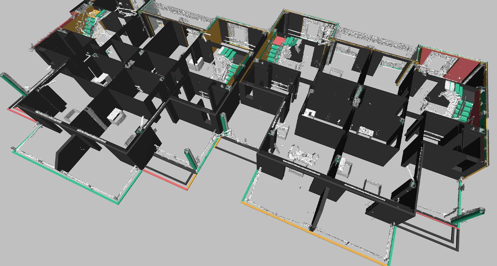 Classification in the Progress Monitoring features categorises and colour-codes construction elements in three main groups; installed, in progress, not installed.
