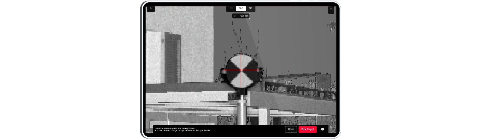 Target selection and extraction in the Leica Cyclone FIELD 360 app.