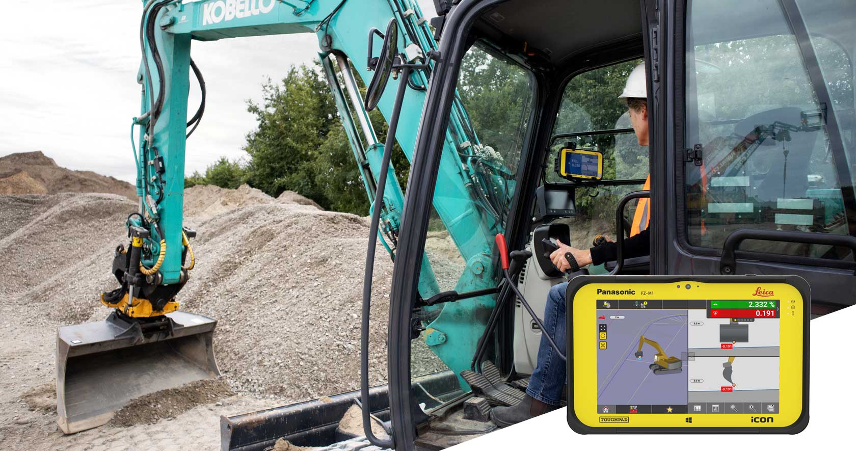 Leica iCON site excavator-maskinstyringsløsninger til kompakte gravemaskiner. 