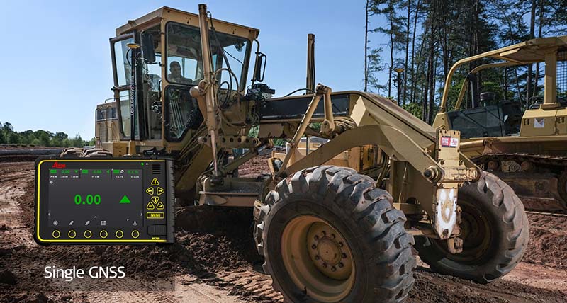 Grader with single GNSS
