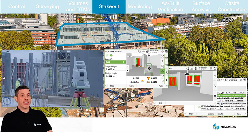 Produktekspert præsenterer, hvordan Leica MS60-totalstationen med scanning forbedrer produktiviteten.