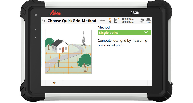 A Leica Captivate Rail App screenshot showing the toolbox inluding the Export Cut Sheet tool on a CS30 field controller.