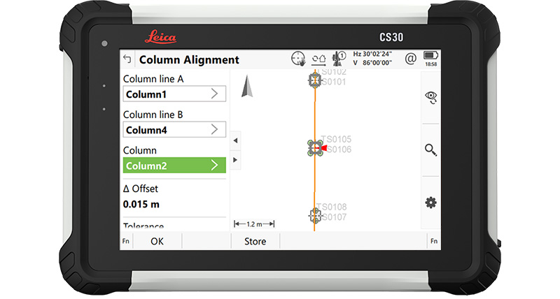  Application Leica Captivate Structure d'acier affichée sur une tablette CS30.