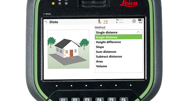 Приложение Disto геодезического программного обеспечения Leica Captivate для измерений и вычислений с помощью встроенного DISTO полевого контроллера CS20.